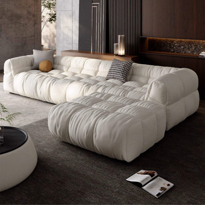 Ensemble de salon 2 pièces en cuir véritable blanc