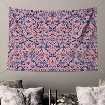 Tapisserie murale rose à motif damassé - Décoration murale damassé