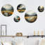 Paysage de montagne abstrait gris et jaune I - ensemble de 5 décorations murales abstraites en métal