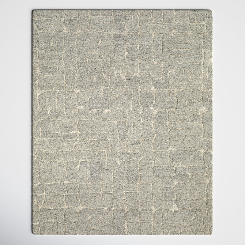 Rafe Handmade Wool Gray Area Rug, Rectangle 8'10" x 12'