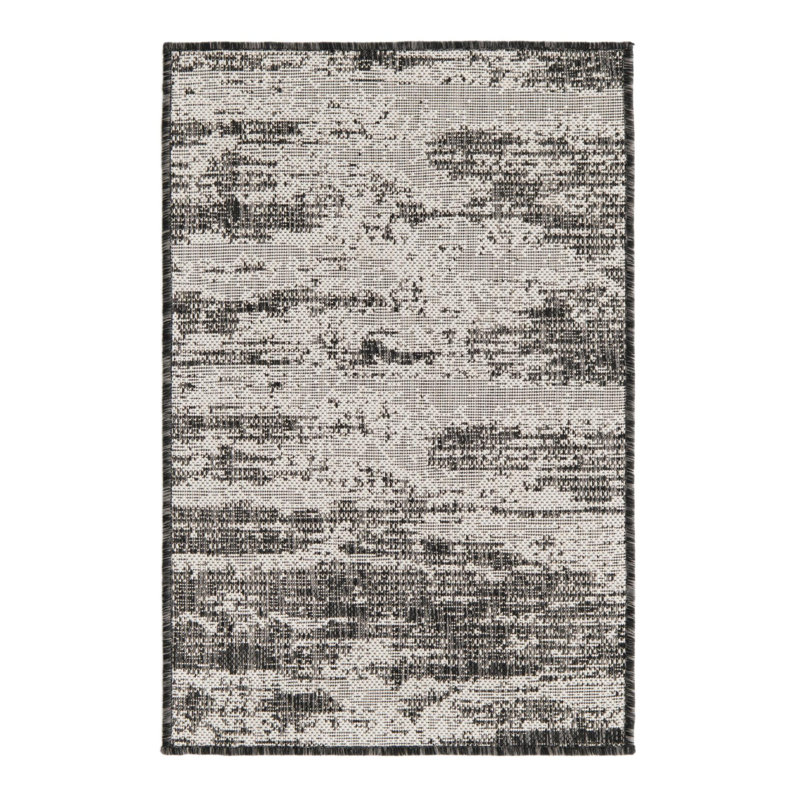 Tapis d'extérieur moderne gris anthracite Noushin, Rectangle 2 pi 2 po x 3 pi