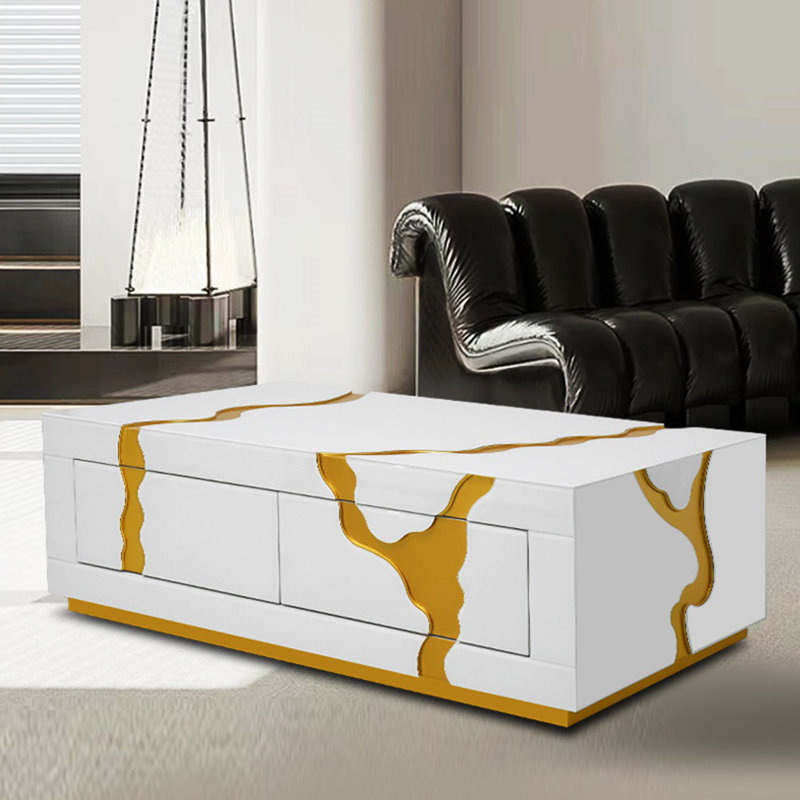 Table basse 48 po rectangulaire en verre blanc Mixon Design