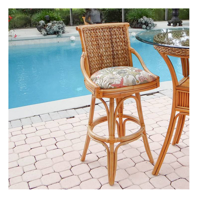 Dastyn Swivel Upholstered Counter Stool, Antique Honey, Dum Dum Natural