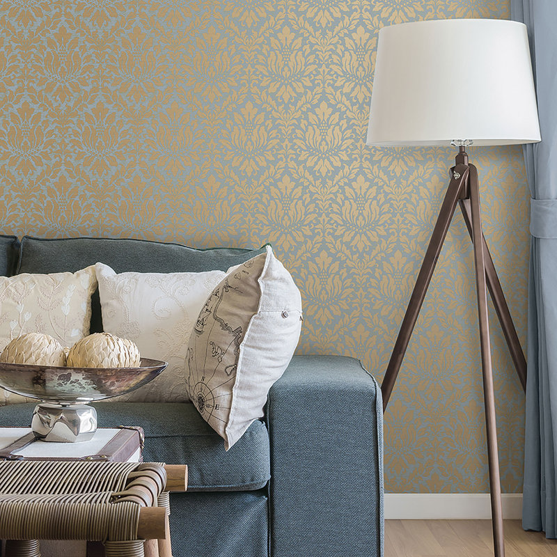 Positano 10m x 52.8cm Matte Wallpaper Roll, Blue/Gold