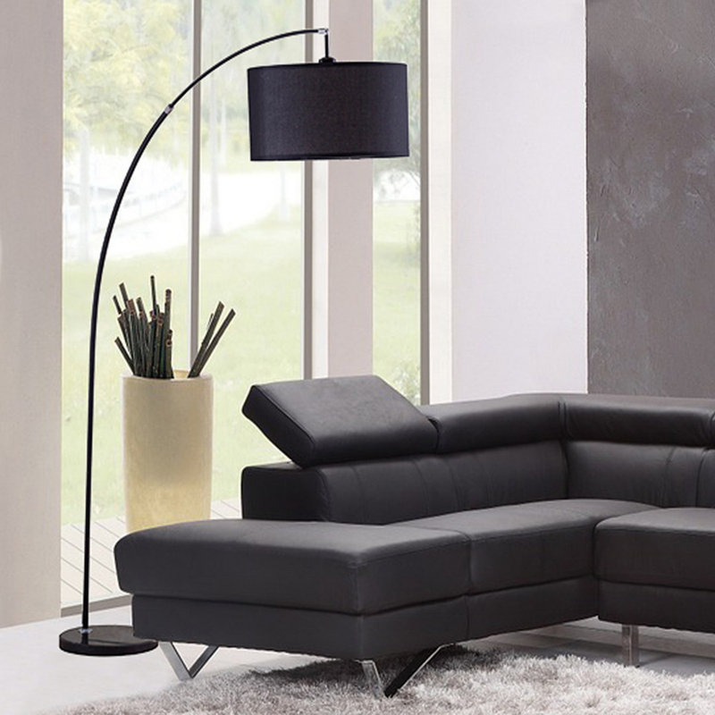 86" Tall Metal Floor Arc Lamp, Black, Black