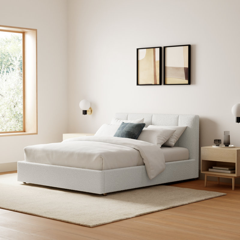 Ruthie Upholstered Bed, Queen, Cream Beige