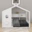 Lit double pleine grandeur avec tablettes de rangement, lit maisonnette avec toit-281909940-281909943