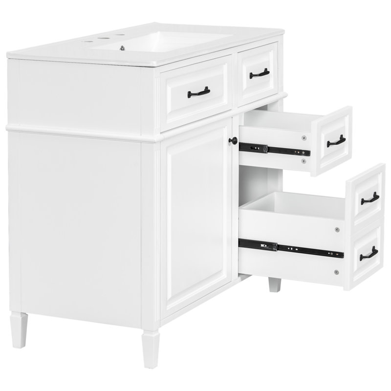 Meuble-lavabo 36 po avec comptoir en céramique, Blanc