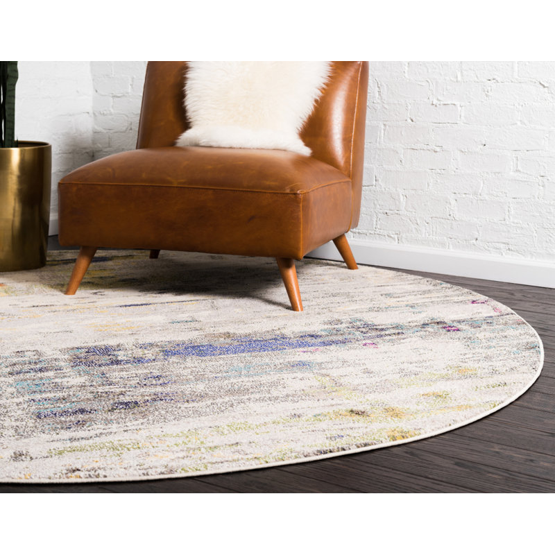 Keimar Washable Abstract Indoor Rug, Round 8'