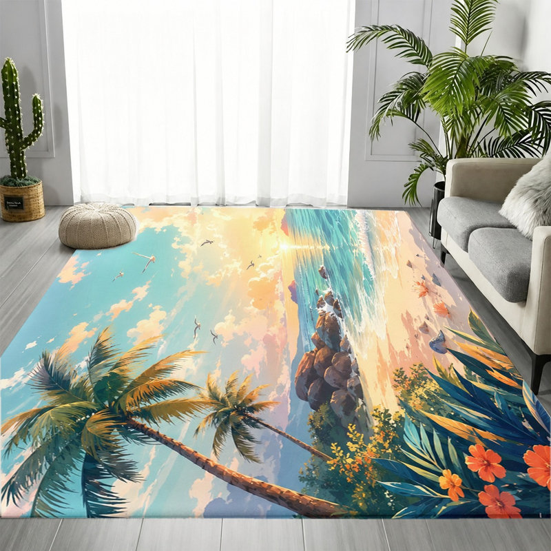 Tapis Tropical Beach Sunset, Rectangle 5'3" x 3'3" (160 x 100 cm)