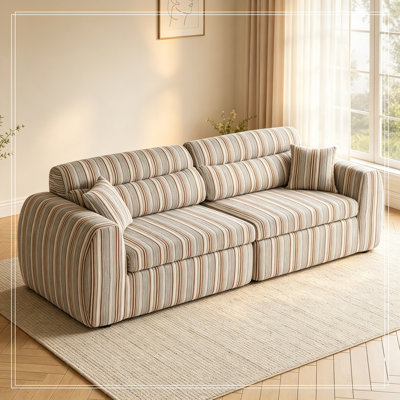 Chenille Striped Compression Sofa with 2 pillows