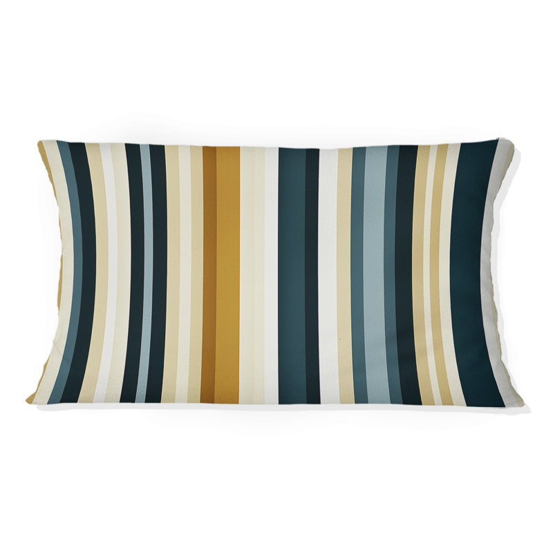 Coussin décoratif rayé bleu sarcelle et brun à motif rayé classique