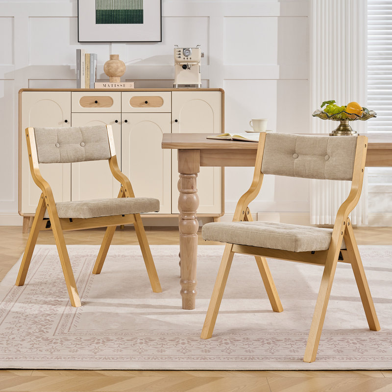 Ensemble de 2 chaises pliantes rembourrées et rembourrées S-Design Modern, Kaki / naturel, 2