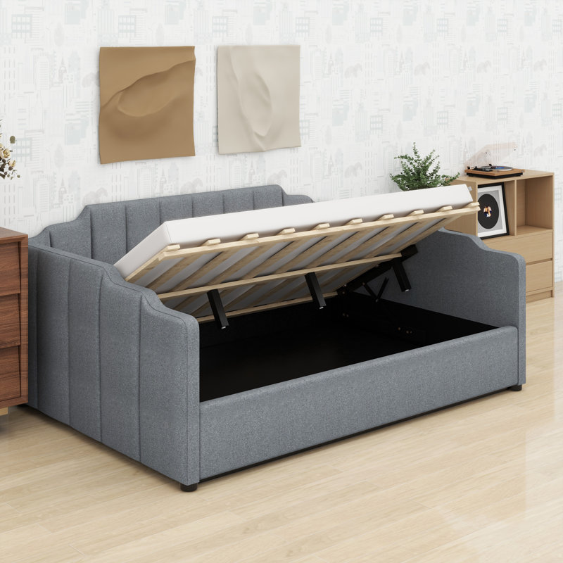 Upholstered Daybed Frame with Under-Bed Storage