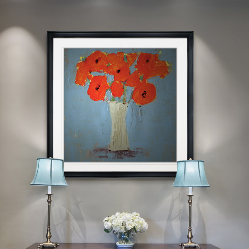 « orange pop impression ii », peinture, H 28 po x l 28 po x P 1,5 po, Cadre noir