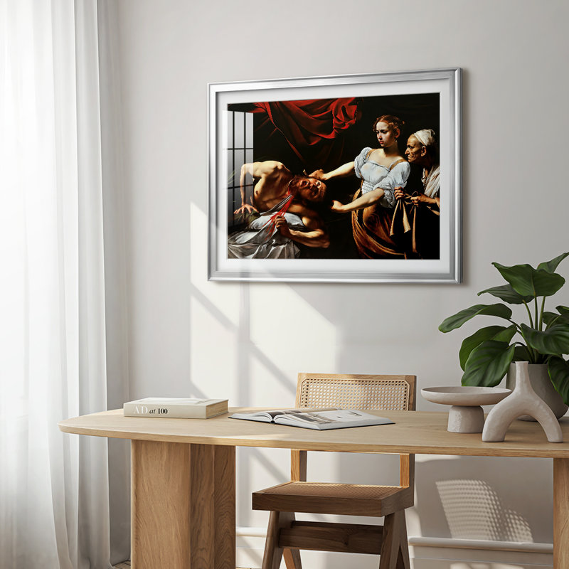 «Judith Beheading Holofernes-Caravaggio», reproduction encadrée avec passe-partout et verre 1599-1602, 22,5 x 30,5, Argent