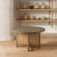 Table basse ronde avec cadre en bois massif naturel et plateau en rotin tissé, diamètre de 32 pouces