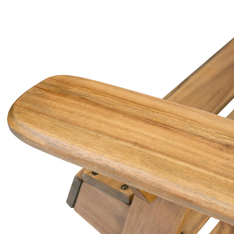 Folding Adirondack Chair for Outdoor Use with Slatted Back and Wide Armrests, Foldable Design