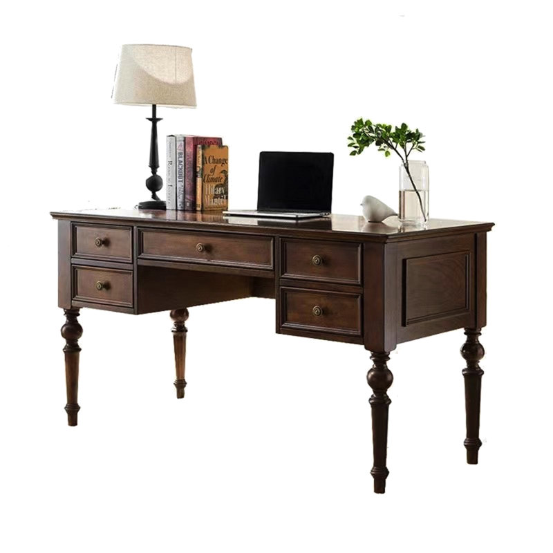 American Retro Rustic Style Solid Wood Desk, 30.71" H x 55.12" W x 27.56" D