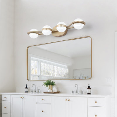 LED Bathroom Vanity Light, Modern Dimmable Wall Sconce With Globe Shades