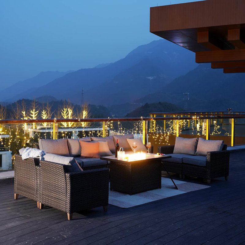 43 in. Bronze Propane Gas Fire Pit Table with Ceramic Top