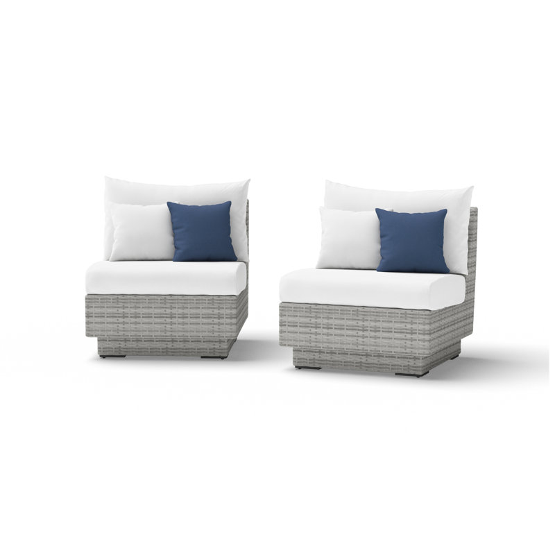Cairey Modular Set Of 2 Outdoor Lounge Chairs with Sunbrella Cushion Covers- Bliss Ink (Set of 2)