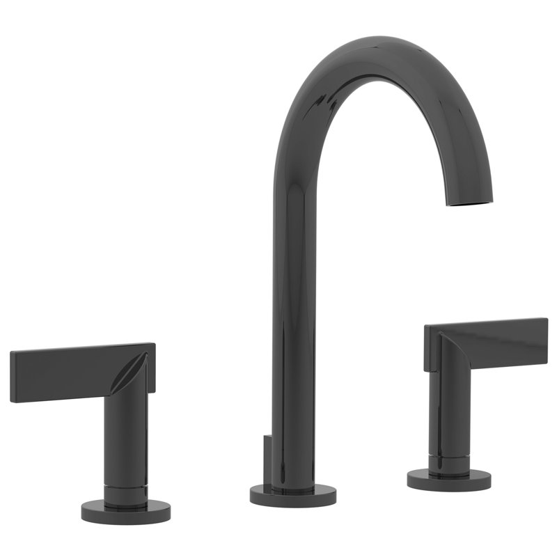 Priya Widespread Bathroom Faucet with Drain Assembly, Gloss Black