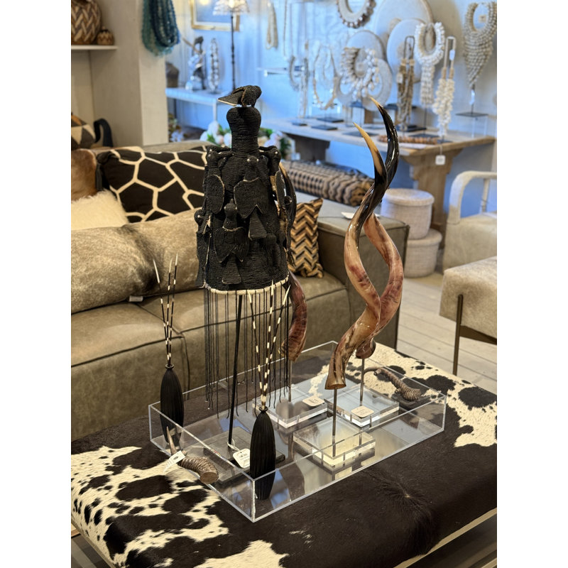 Polished Kudu Horn on Lucite Stand, 32"