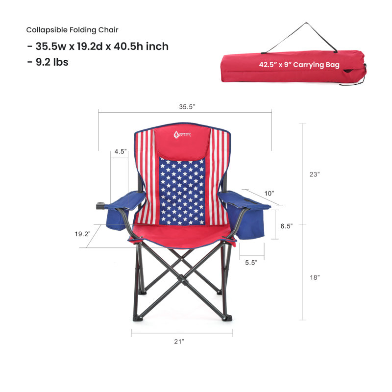 Folding Camping Chair, Red/White/Blue