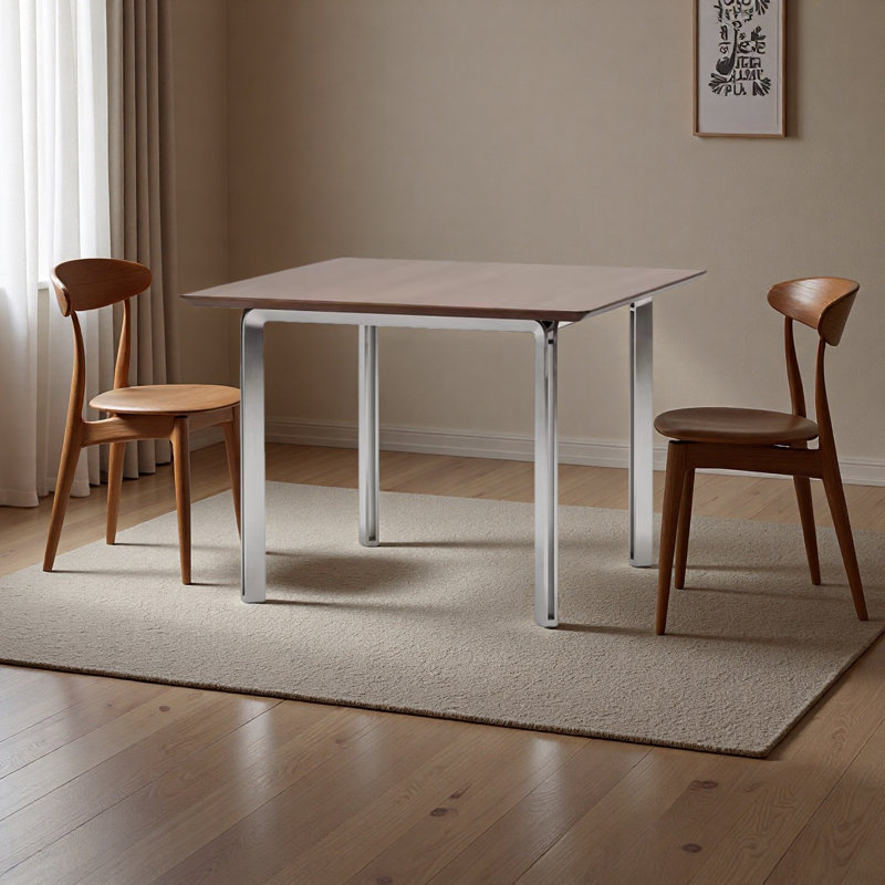 Simple and retro walnut square dining table