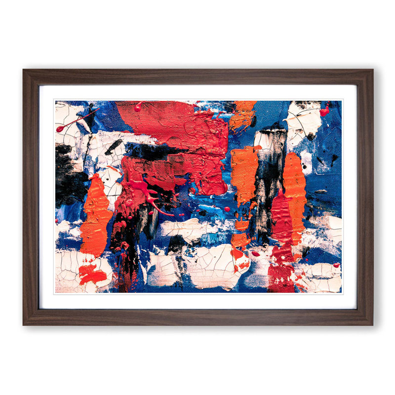 Abstract Art Painting Vol.322 by S.Johnson - Picture Frame Painting Print, 27cm H x 36cm W x 2cm D, Walnut Framed