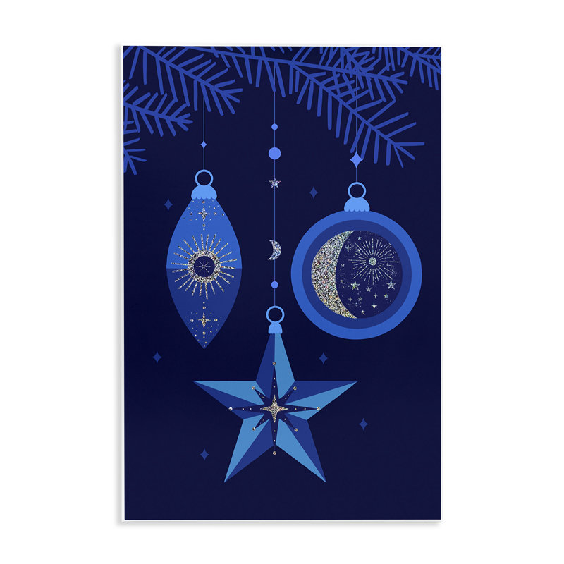 "Blue Holiday Ornaments" par Victoria Barnes, H 15 po x l 10 po