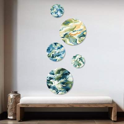 Cynthiaa - Camouflage Modern Round Wall Art Set Of 5