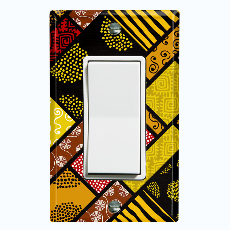 Patterned 1 - Gang Toggle Light Switch Standard Wall Plate, Yellow