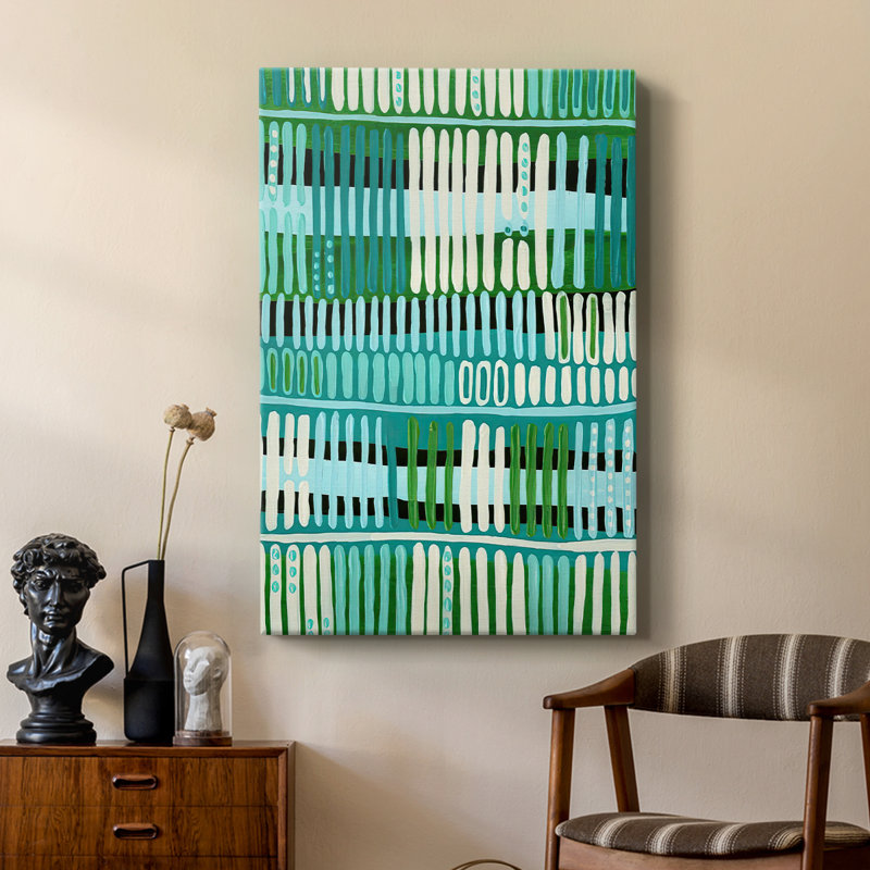 Teal Pattern I -Custom Wrapped Gallery Cavas, 60" H x 40" W