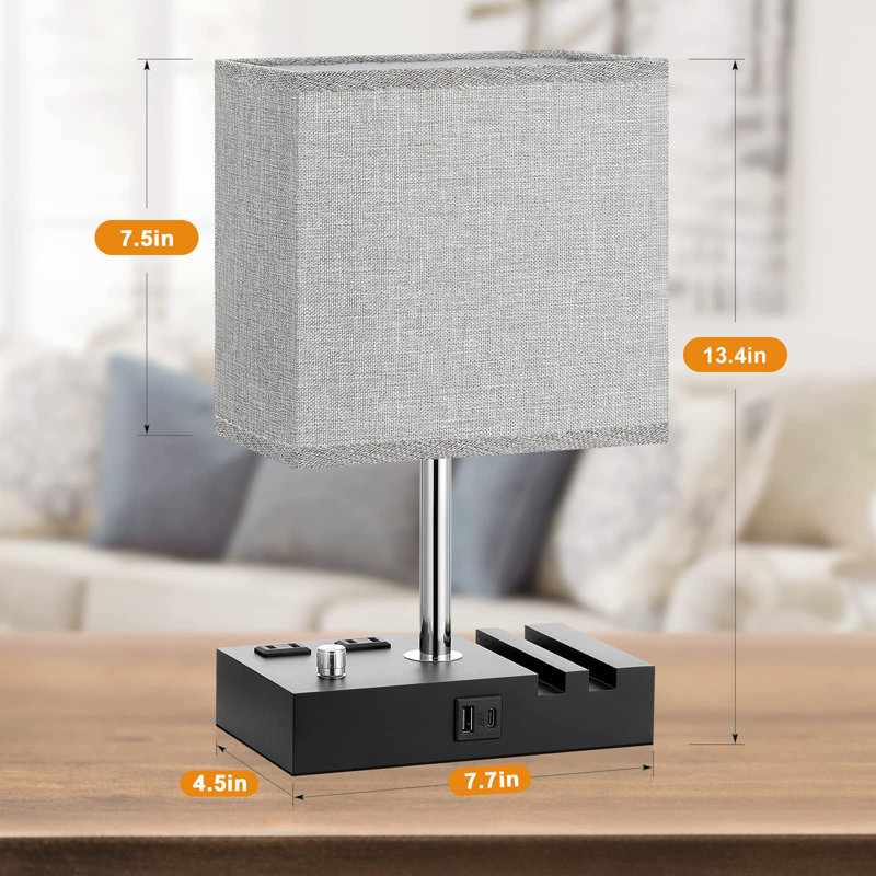 Lampe de table Simrit, H 13,39 po x l 4,49 po x P 7,72 po, Gris