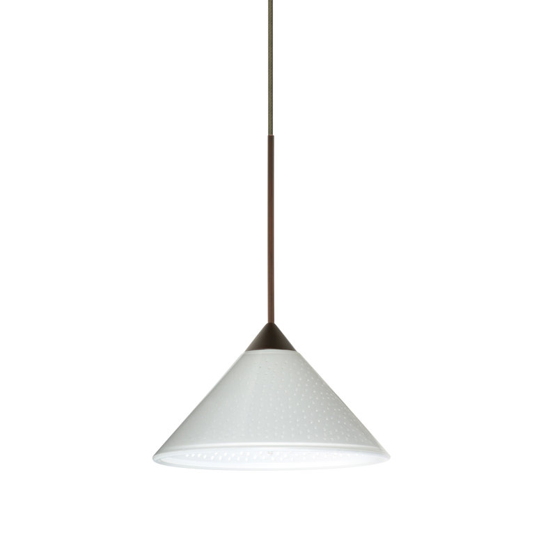 Luminaire suspendu 1 lumière à cône simple Rodrigues, Bronze, Blanc étoilé, Halogène