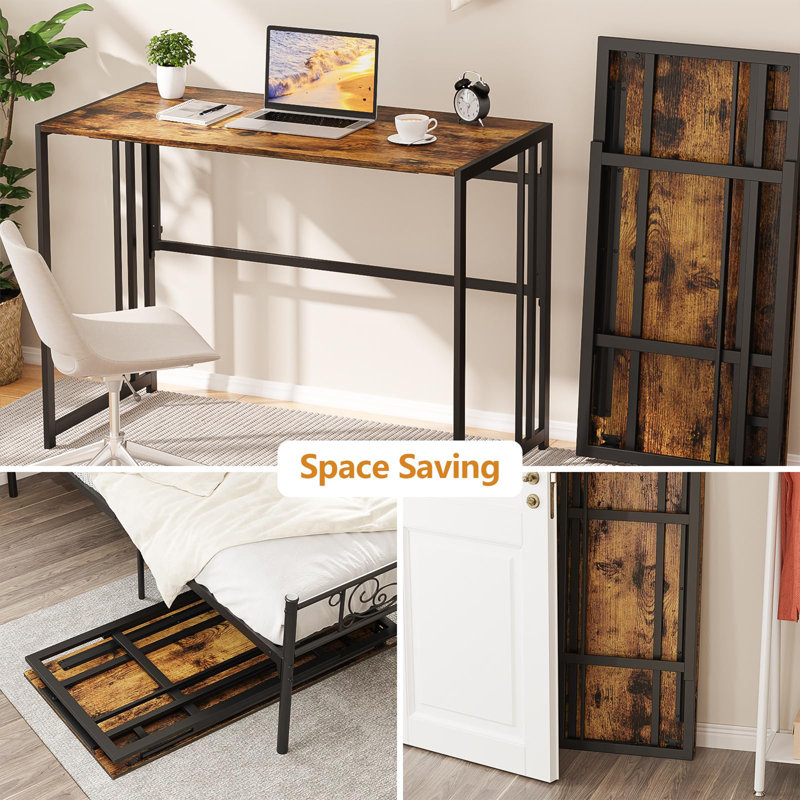 Metal Base Computer Desk, Rustic Brown/Black