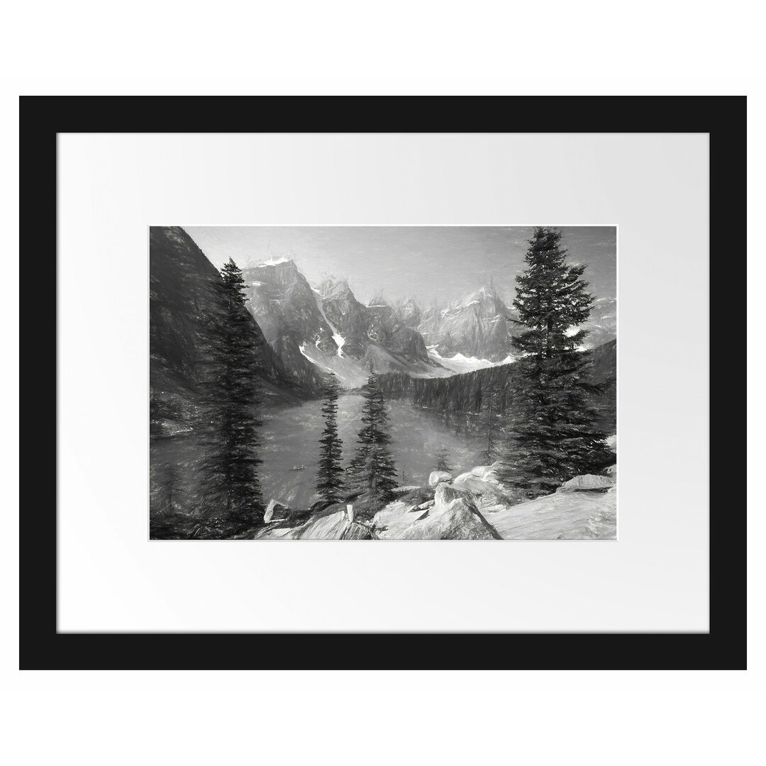 Gerahmtes Papierbild Moraine Lake Kanadische Berge