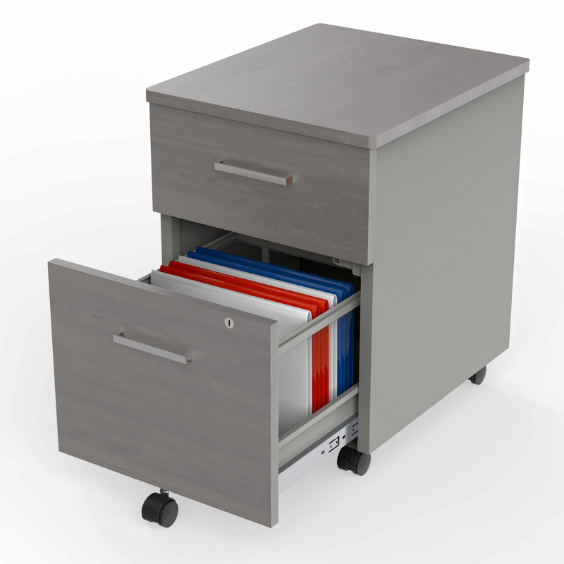 Lampert 16.65'' Wide 2 -Drawer Mobile File Cabinet, Wooden Ash