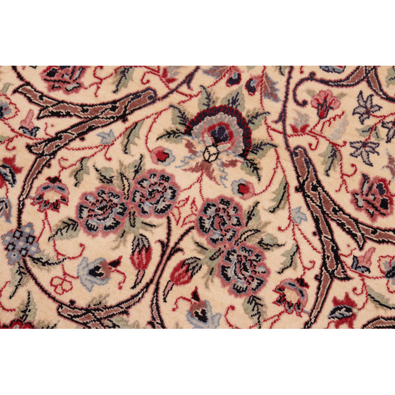 Tapis beige / rouge / bleu marine en laine noué à la main 8 pi 2 po x 11 pi Paavana