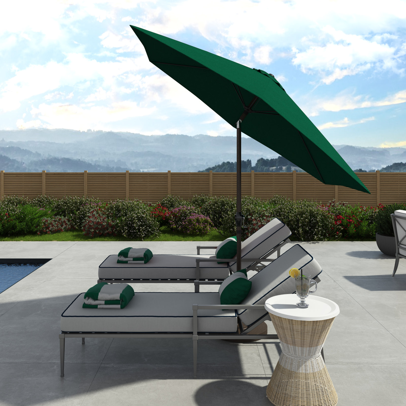 Astraea 108'' Outdoor Umbrella, Hunter Green -Polyester