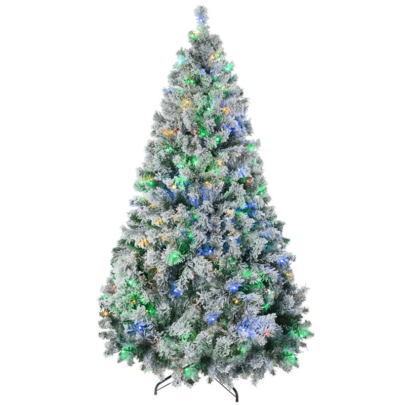 Arbre de Noël pré-éclairé avec lumières DEL - Arbre artificiel avec support en métal robuste, facile à assembler pour la maison et le salon