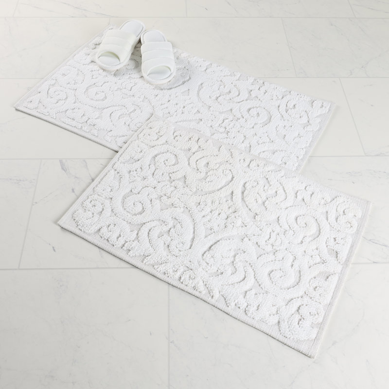 Ensemble de 2 tapis de salle de bain Venere, Blanc, LARGE- 2 pièces
