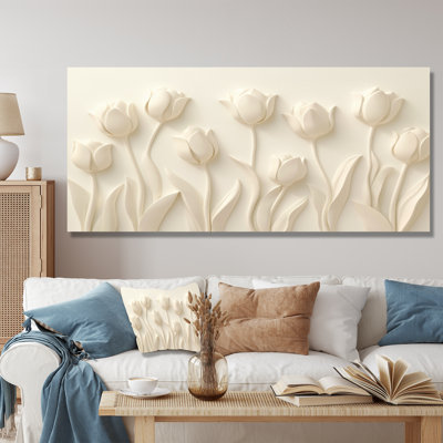Minimal White Tulips In Bloom I - Floral Metal Wall Art, Tulips Metal Print