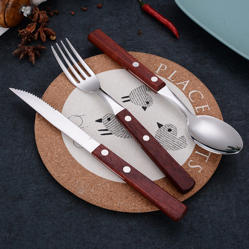Latitude Run® Sahrish Stainless Steel Flatware Set - Service for 8, Mahogany