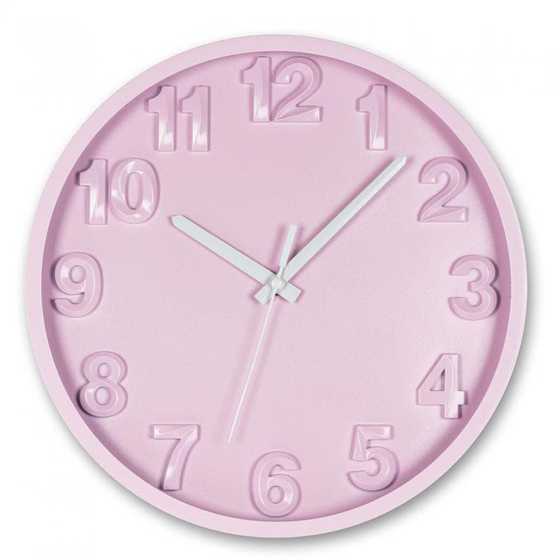 Horloge murale 12 po Fillingham, Rose / blanc