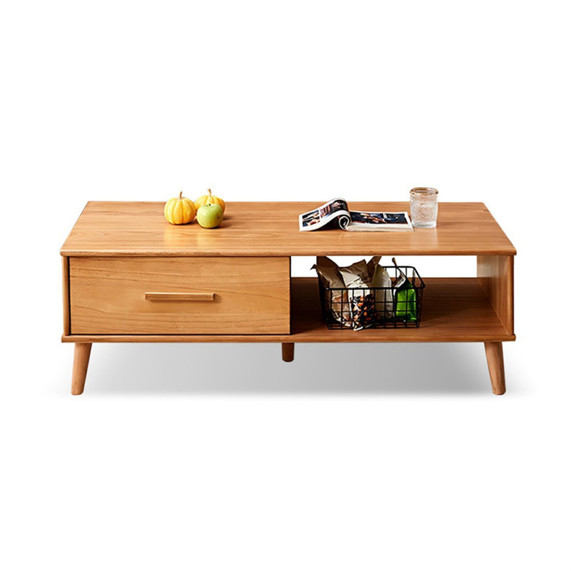 Burlywood Solid Wood Rectangular Coffee Table, Burlywood, 15.75" H x 39.37" L x 19.69" W