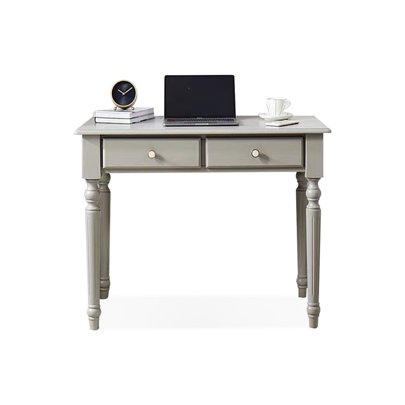 Bureau d'écriture rectangulaire en bois massif gris avec tiroirs, 29.92"H*39.37"W*19.69"D