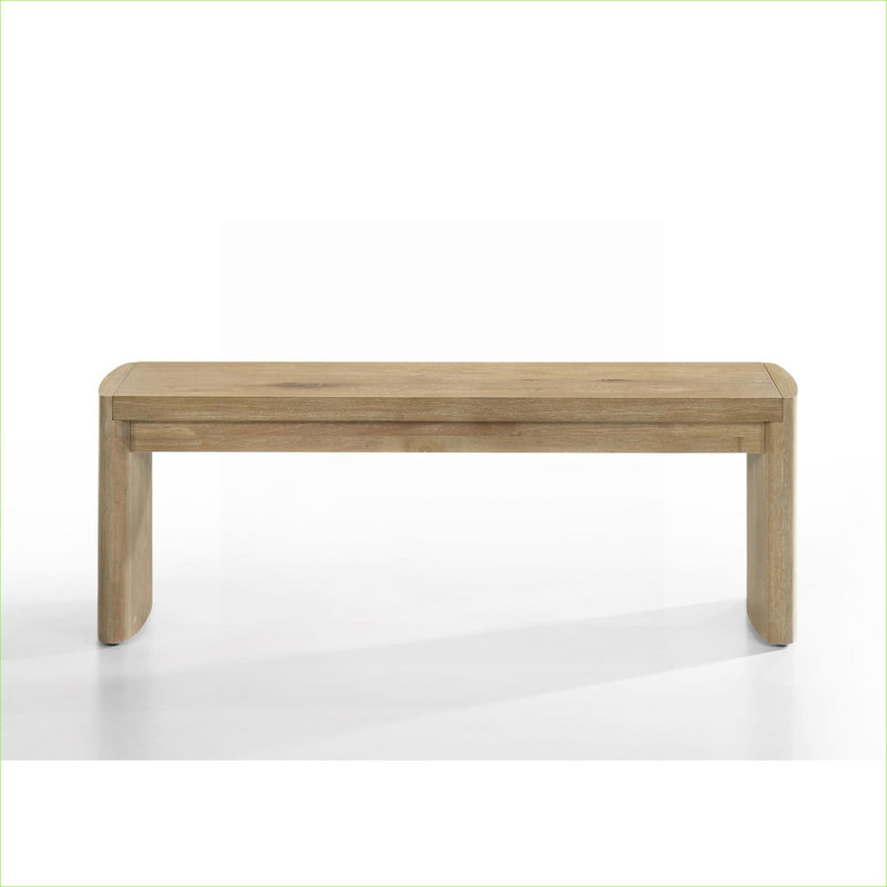 2-Seat 50.5 Inch Wide Compact Oak Finish Wood Dining Bench for Entryway Bedroom Dining Room, 17.95" H x 50.47" W x 15.49" D
